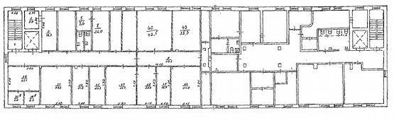 План помещений №№ 4–8, 10–34, 39–43 третьего этажа